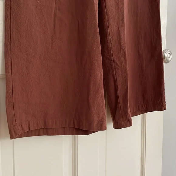 LNX Burnt Orange Terracotta Linen Cotton Blend Pull On Elastic Waist Pants - Picture 5 of 7